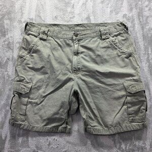 Carhartt Cargo Shorts Mens 44 Green Canvas Utility Workwear Outdoor Pockets